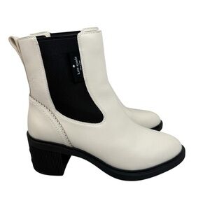 KATE SPADE Drew Heeled Chelsea Bootie Parchment Smooth Leather Women’s Sz 8.5